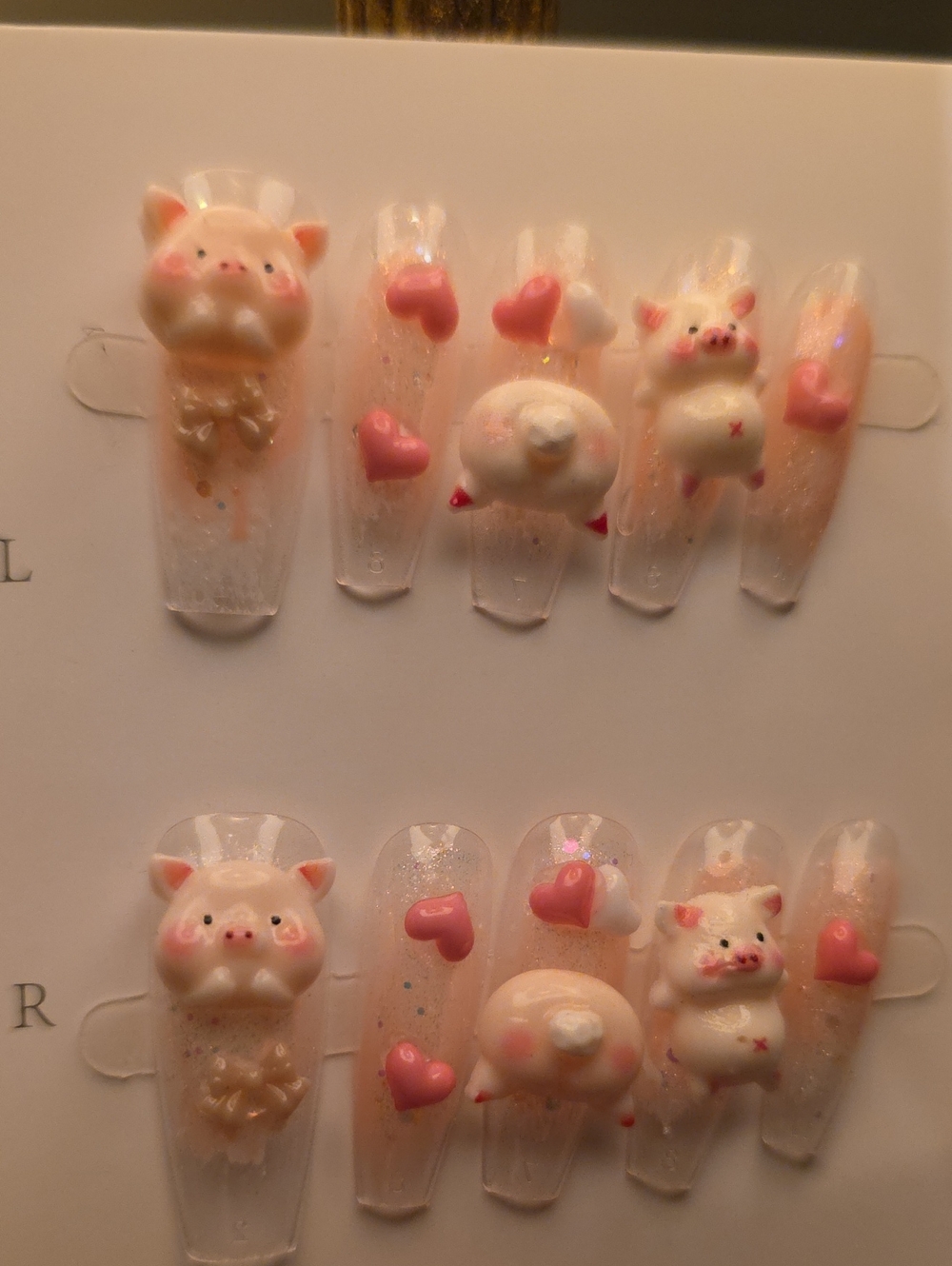 Cute Pink Pig 3D Nail Art Set by Size Small